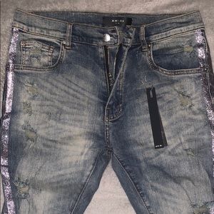 Amiri jeans glitter stripe